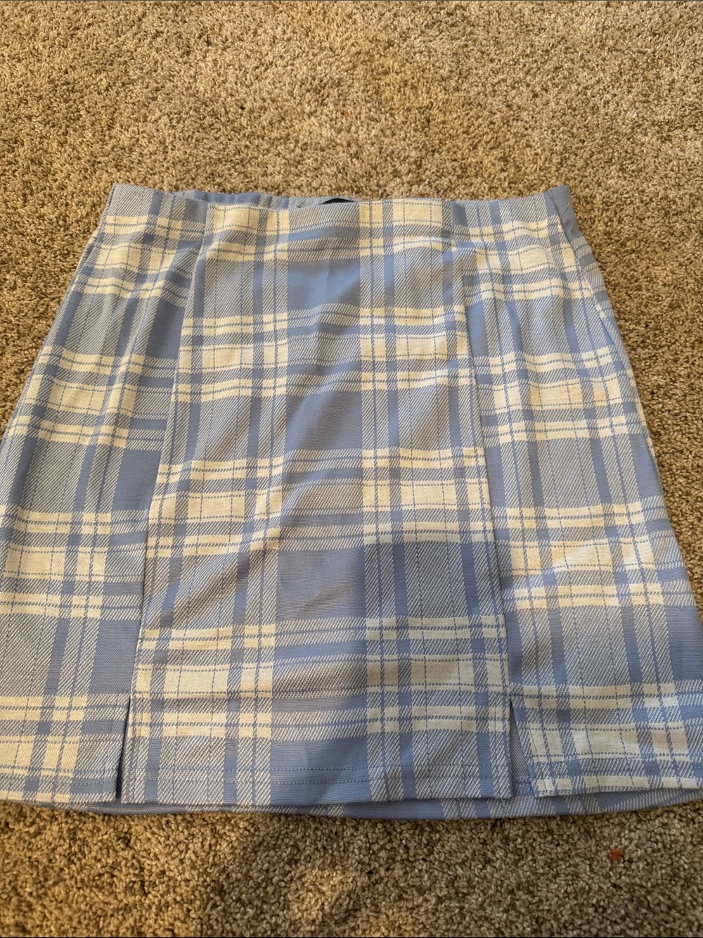 Hesperus | Plaid A-Line Mini Skirt in Light Blue and White